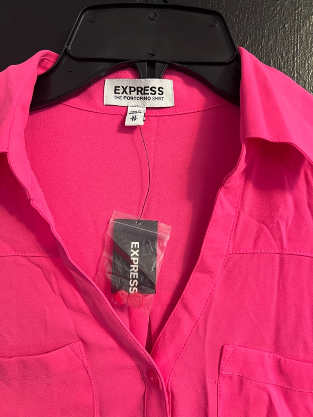 EXPRESS Portofino Highlighter Pink Button-Down Shirt - Picture 2 of 3